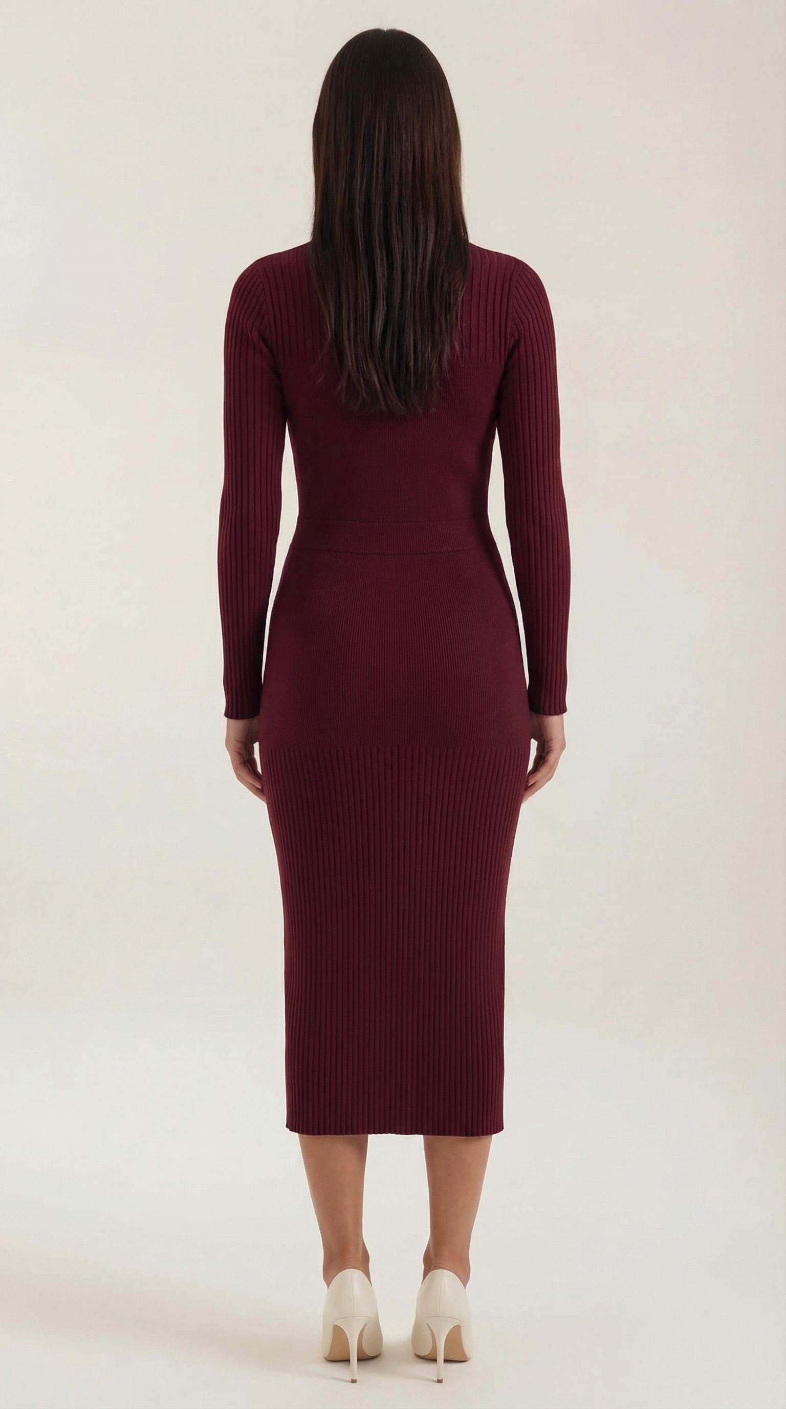 Sheila geripptes Bodycon-Midikleid