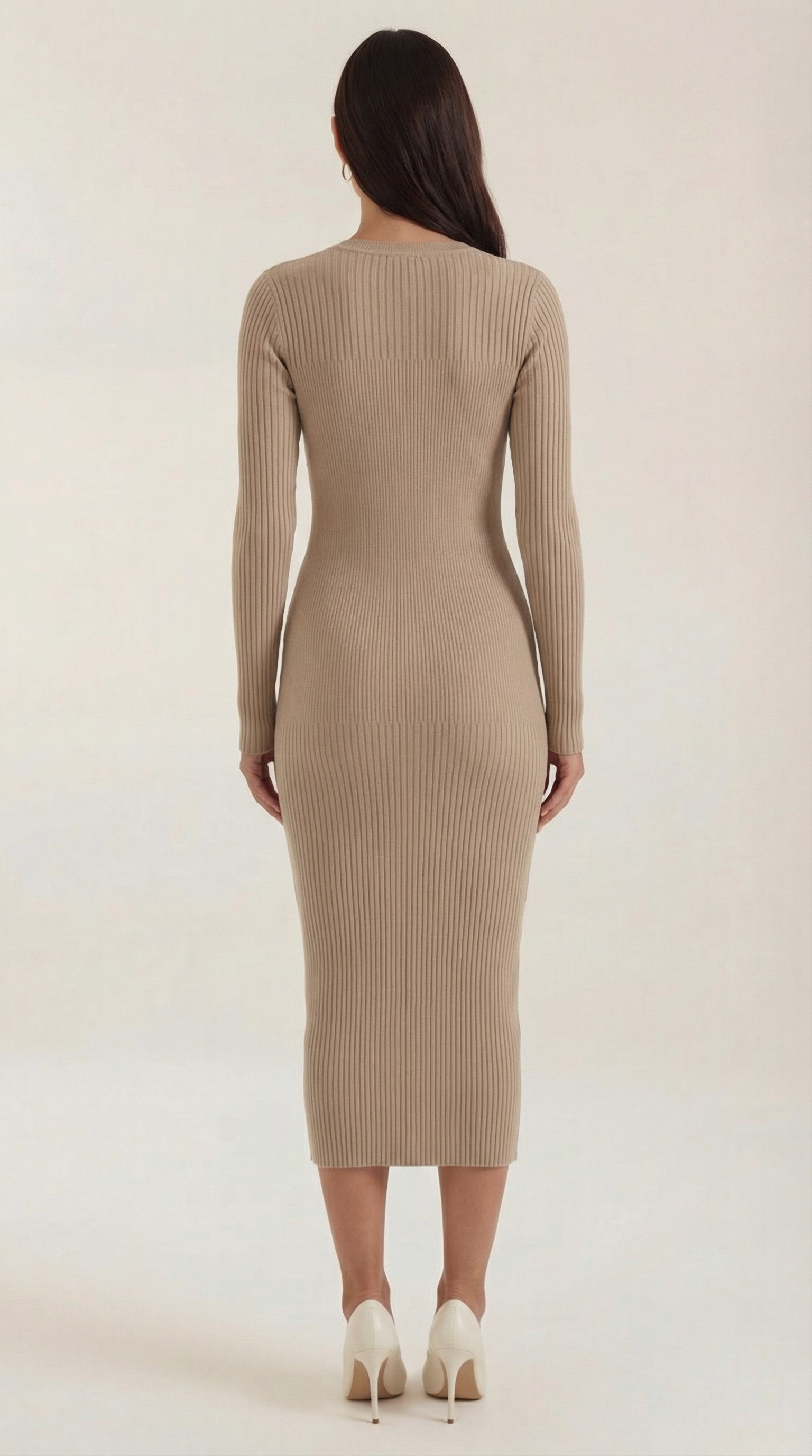 Sheila geripptes Bodycon-Midikleid