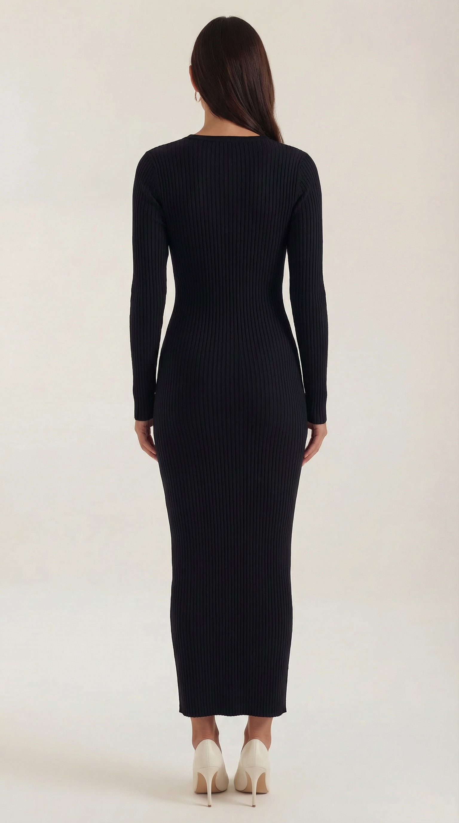 Sheila geripptes Bodycon-Midikleid