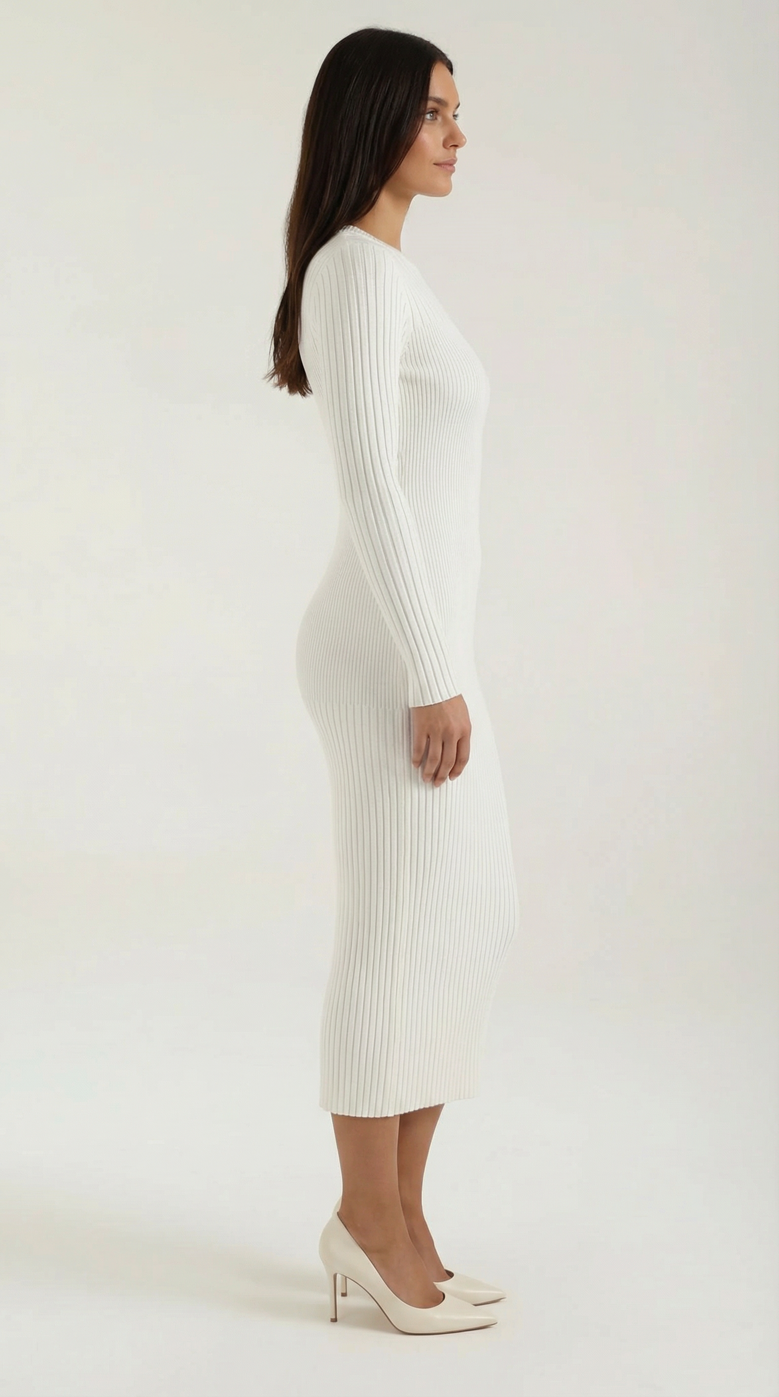 Sheila geripptes Bodycon-Midikleid