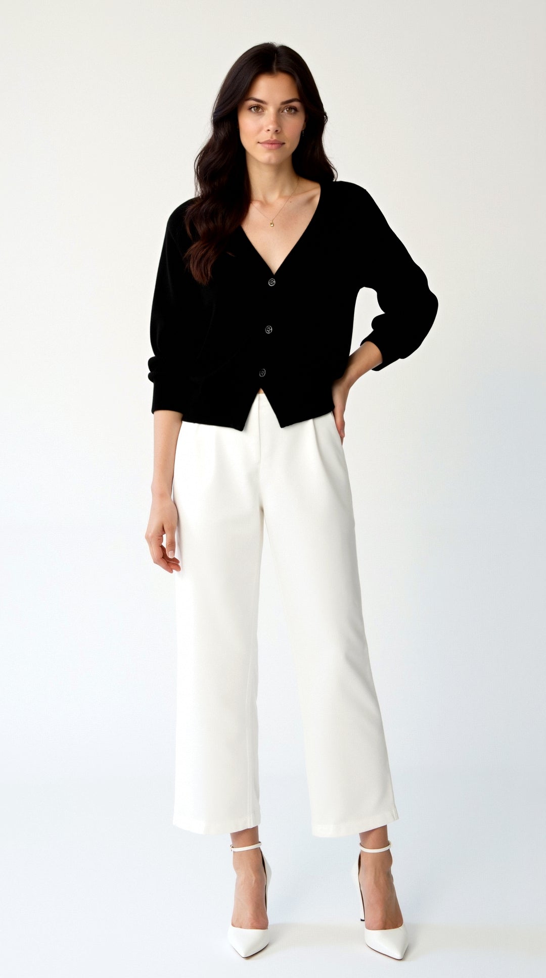 Jessica Cardigan mit V-Ausschnitt und Knöpfen