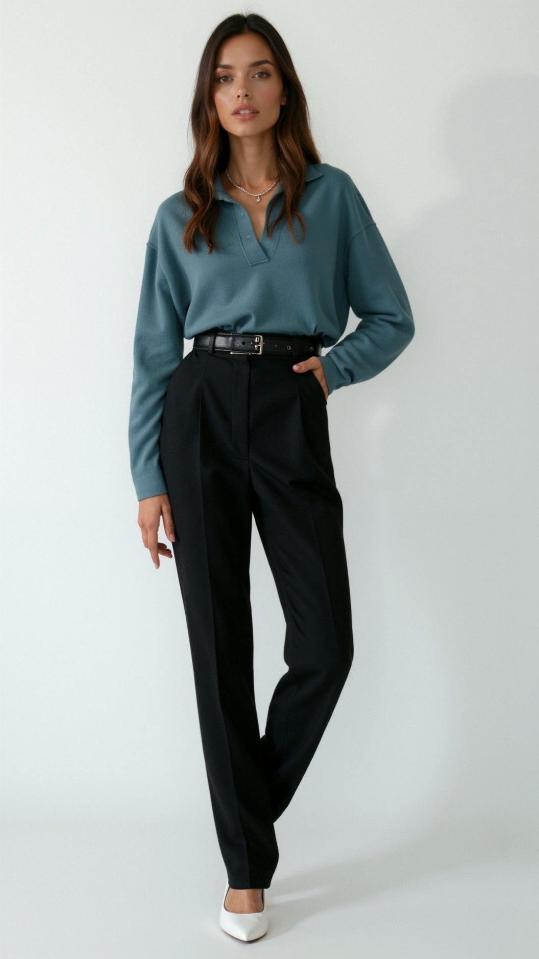 Margaret Freizeit-Polo-Pullover mit V-Ausschnitt