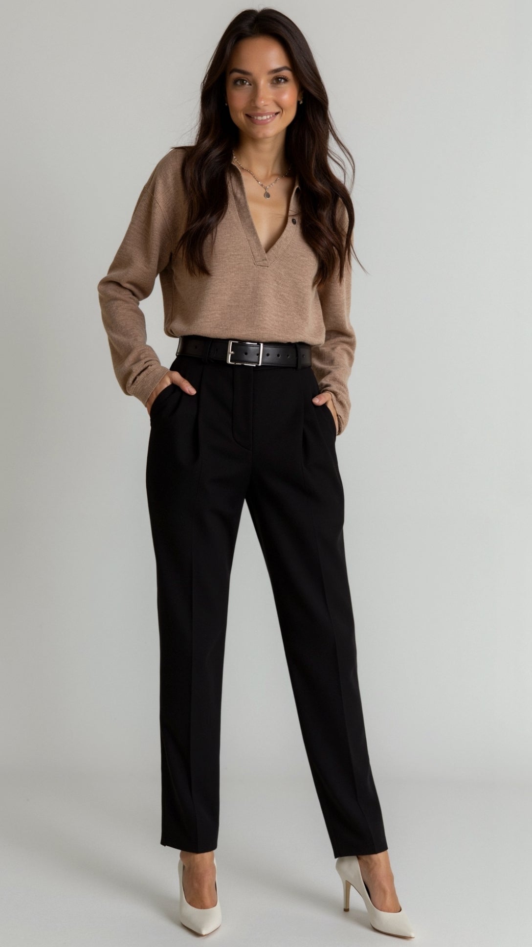 Margaret Freizeit-Polo-Pullover mit V-Ausschnitt