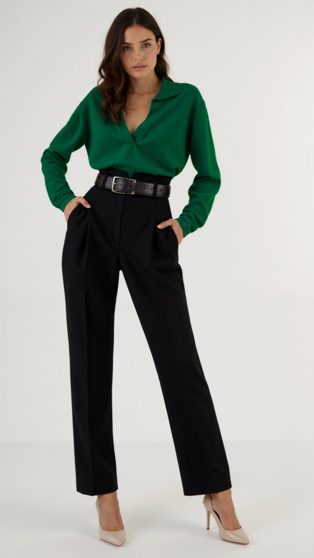 Margaret Freizeit-Polo-Pullover mit V-Ausschnitt