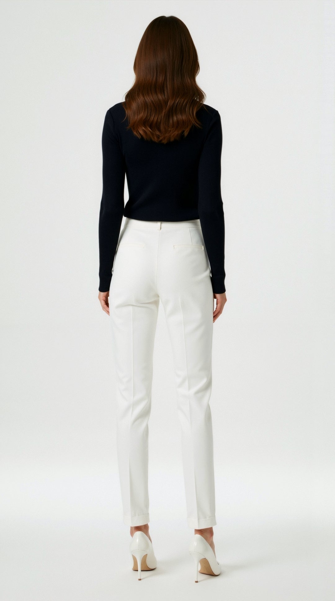 Michelle gerippter Pullover mit V-Ausschnitt