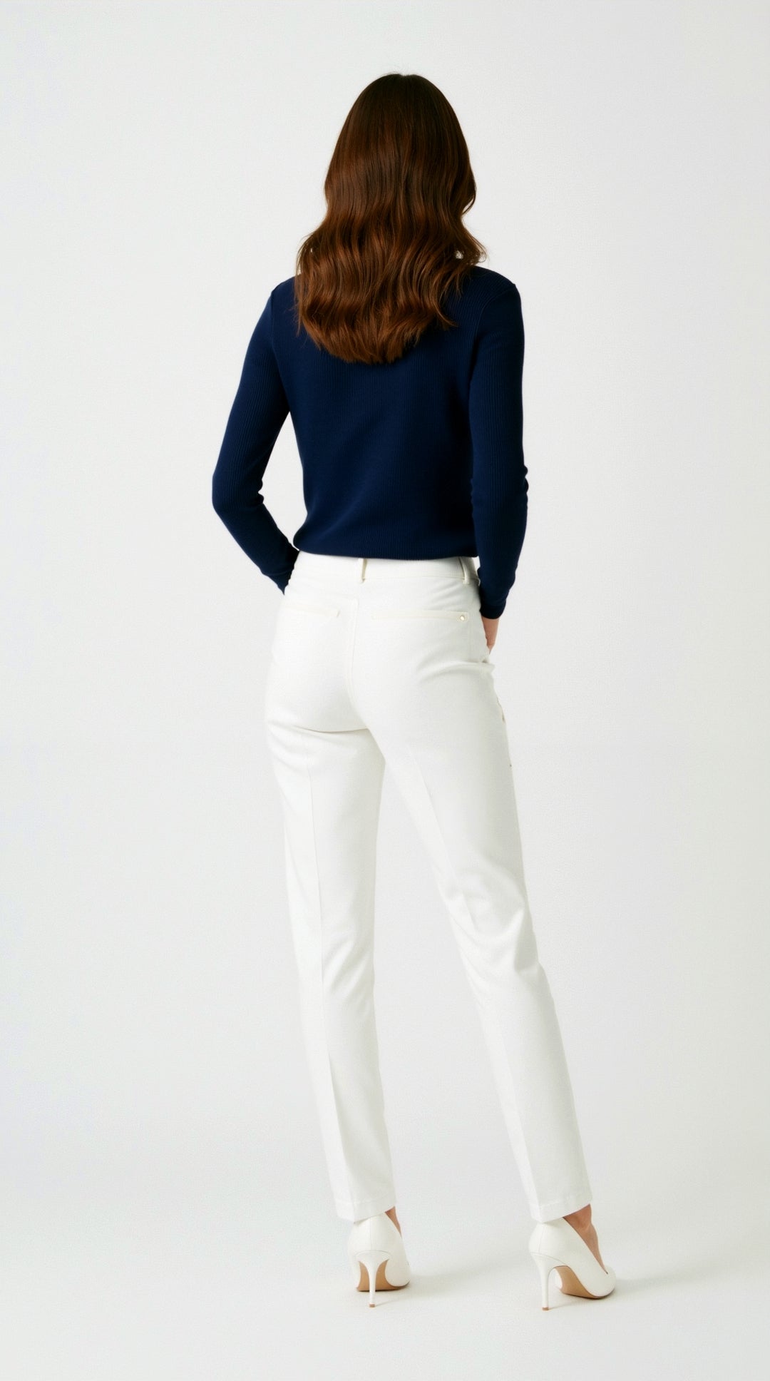 Michelle gerippter Pullover mit V-Ausschnitt