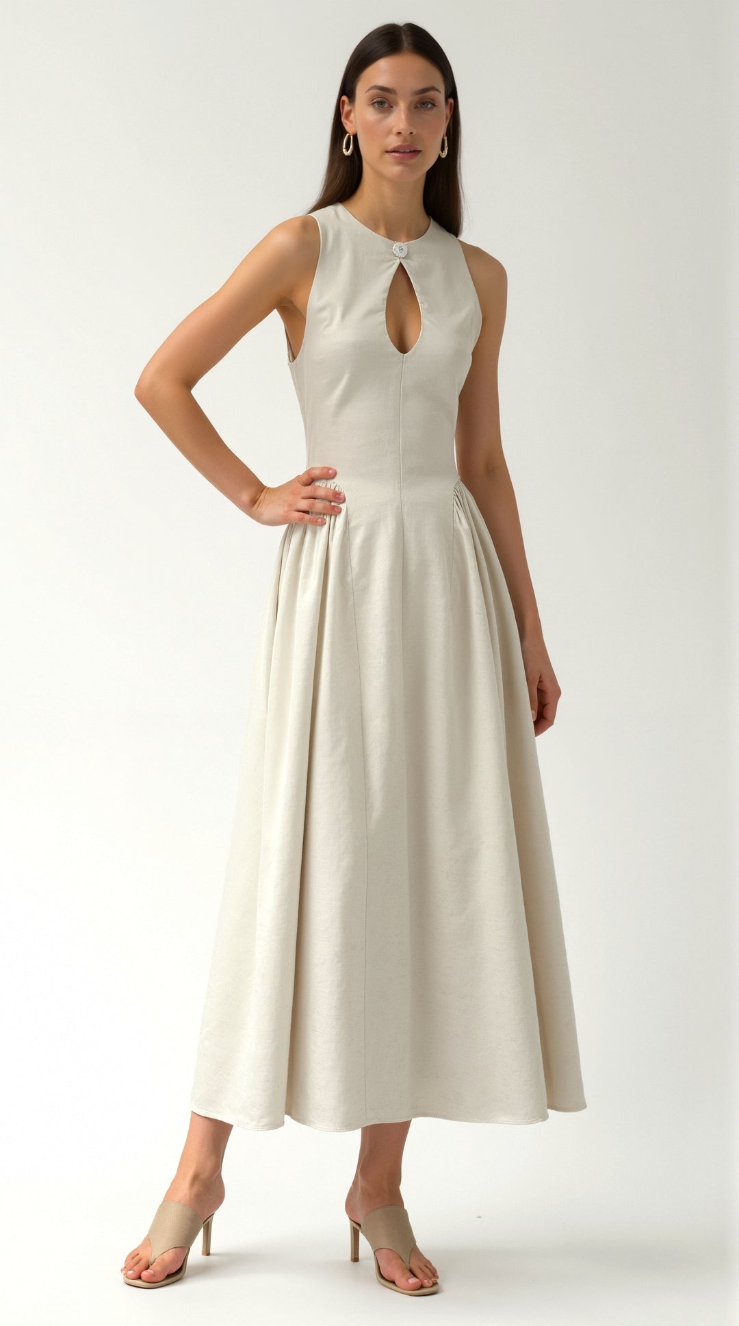 Nancy Leinen-Kleid mit Ausschnitt