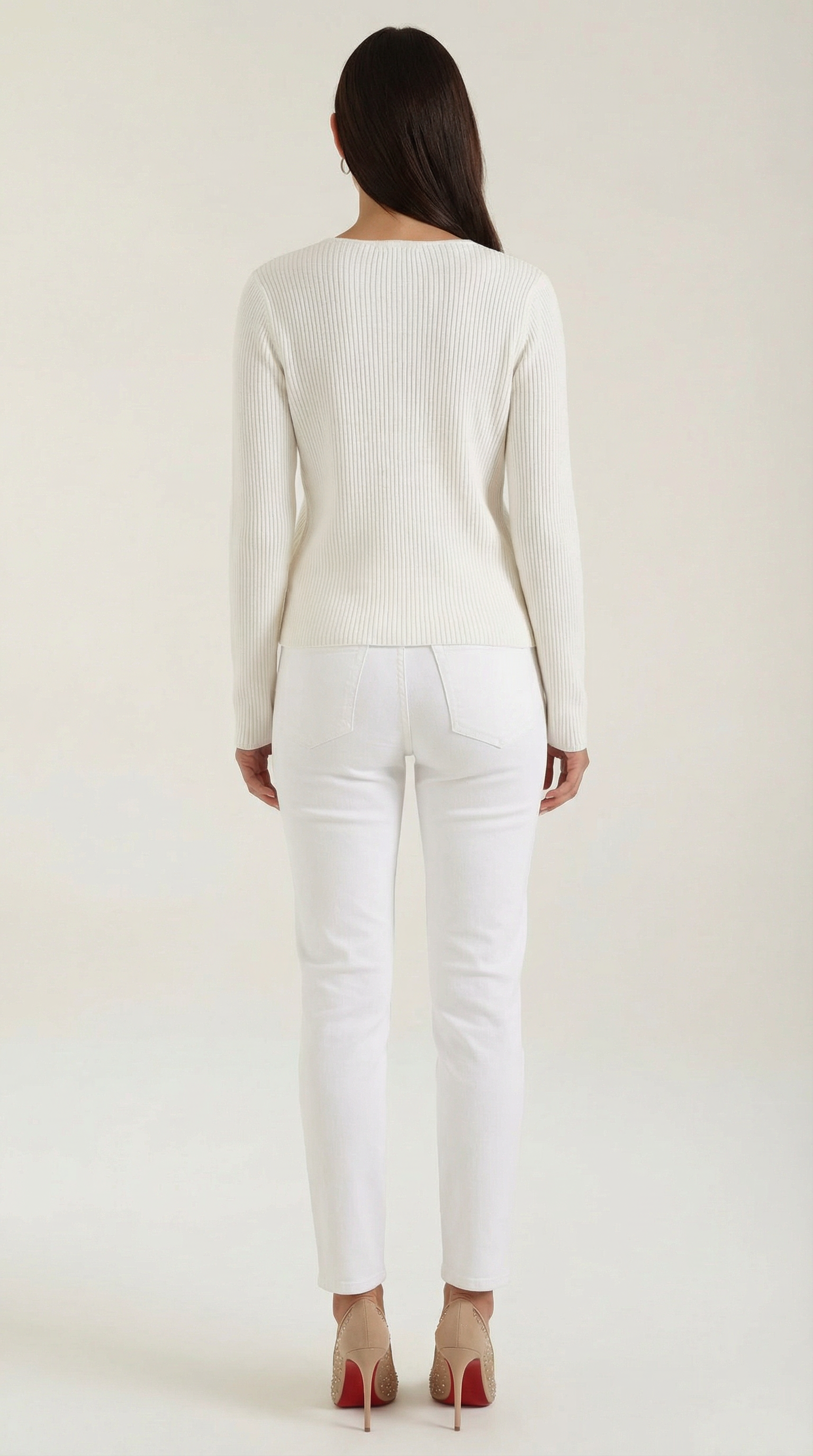 Michelle gerippter Pullover mit V-Ausschnitt