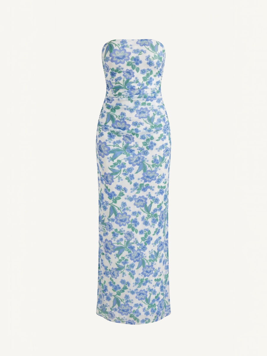 Elodie Bandeau-Maxikleid mit Raffung