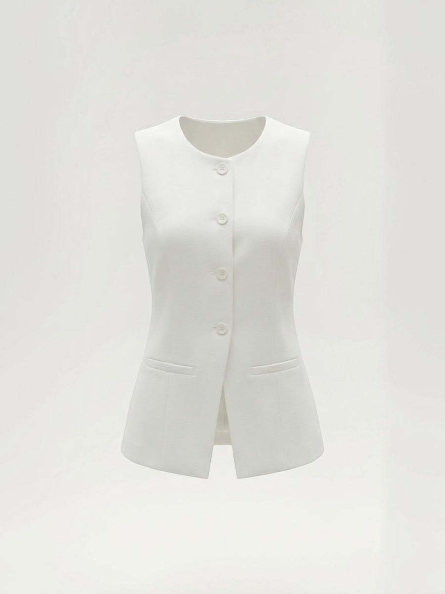 Elara Damen Weste | Formstabiler Polyester, Tailliert mit Knopfleiste - 10