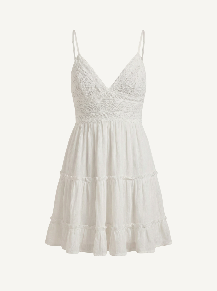 Christy Mini-Sommerkleid mit Spitze und Stufenrock