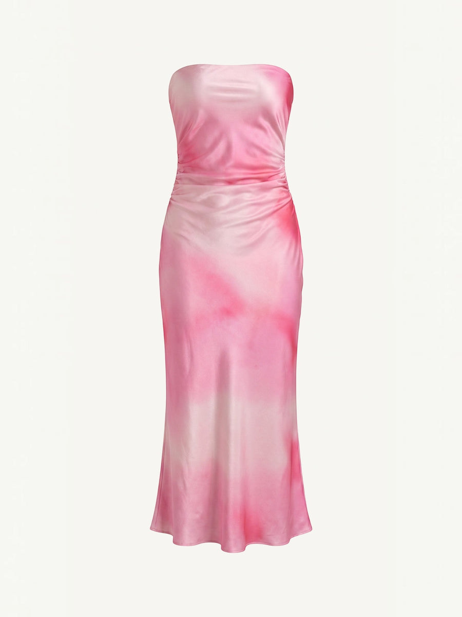 Elodie Bandeau-Maxikleid mit Raffung