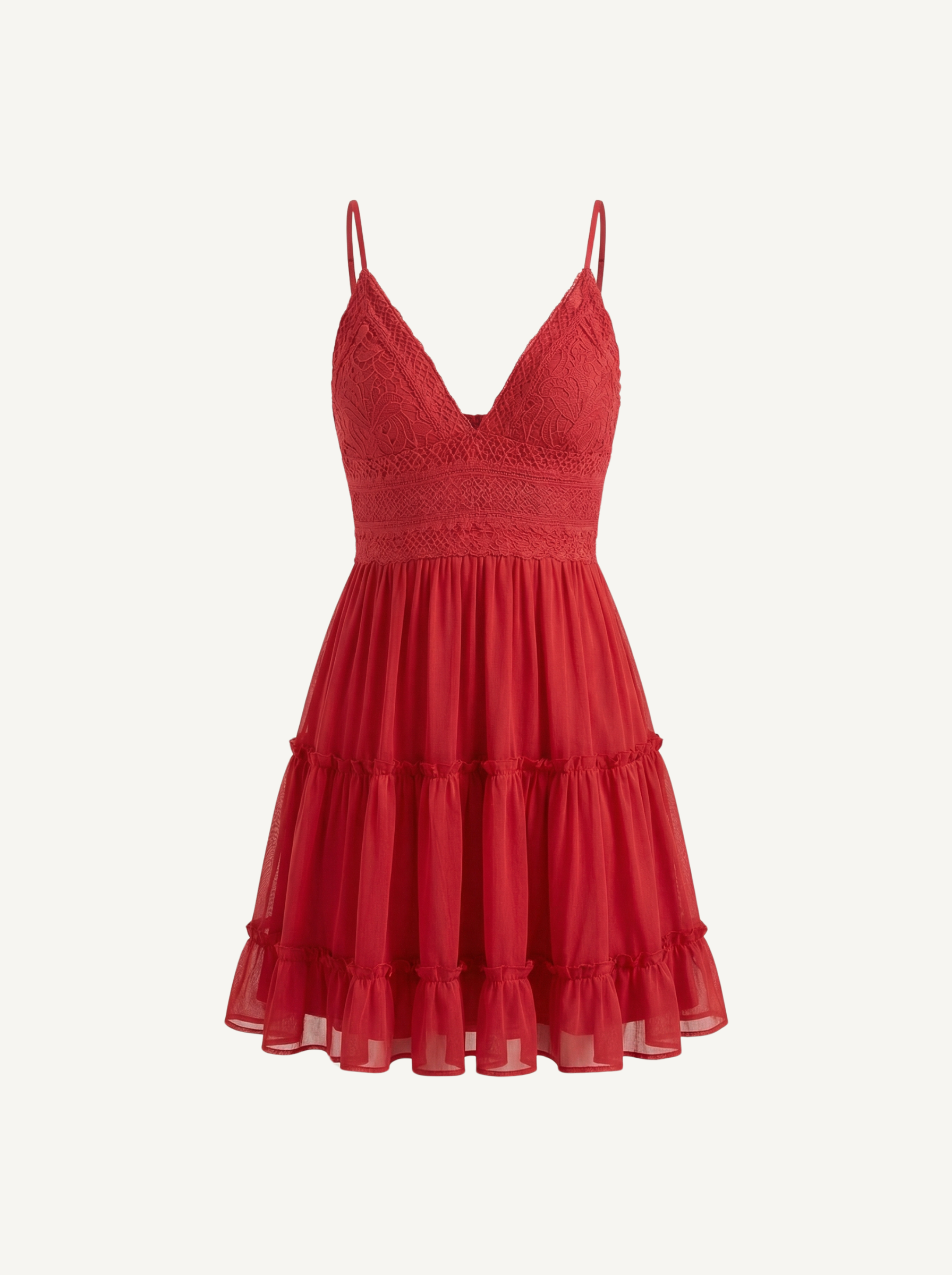 Christy Mini-Sommerkleid mit Spitze und Stufenrock