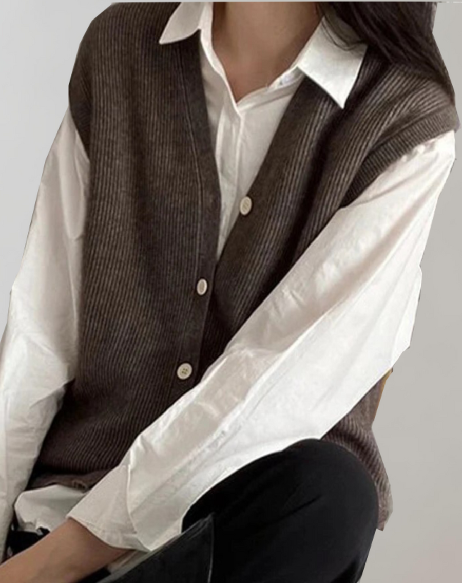 Solveig ärmellose Strickjacke