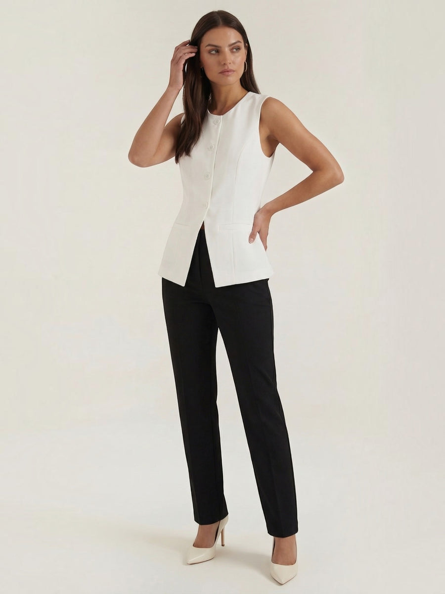 Elara Damen Weste | Formstabiler Polyester, Tailliert mit Knopfleiste - 6