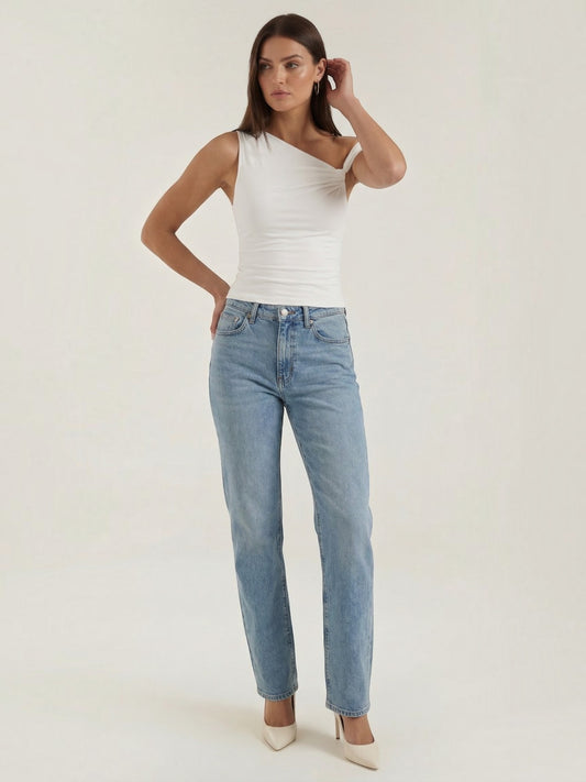 Celia Damen Top | Asymmetrischer One-Shoulder Schnitt mit Twist-Detail, 100% Polyester - 2