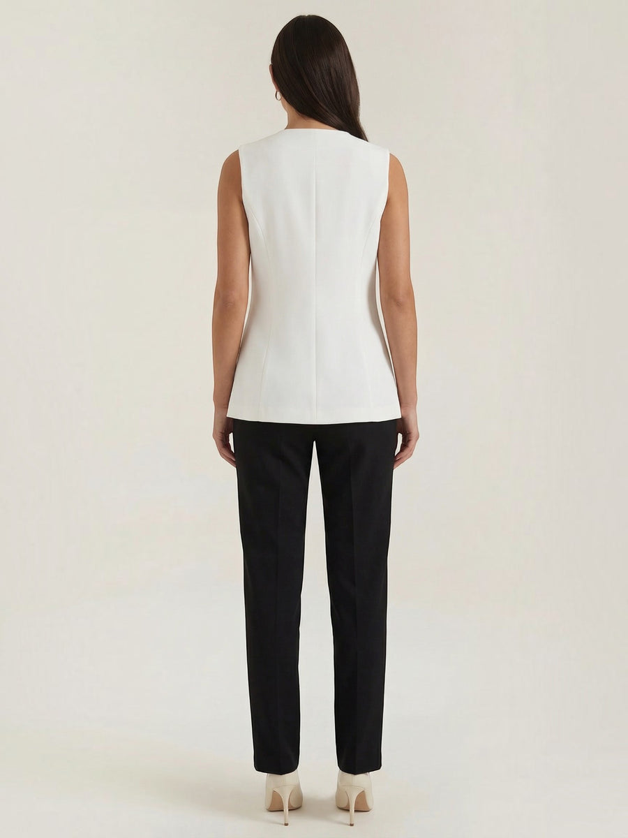Elara Damen Weste | Formstabiler Polyester, Tailliert mit Knopfleiste - 9