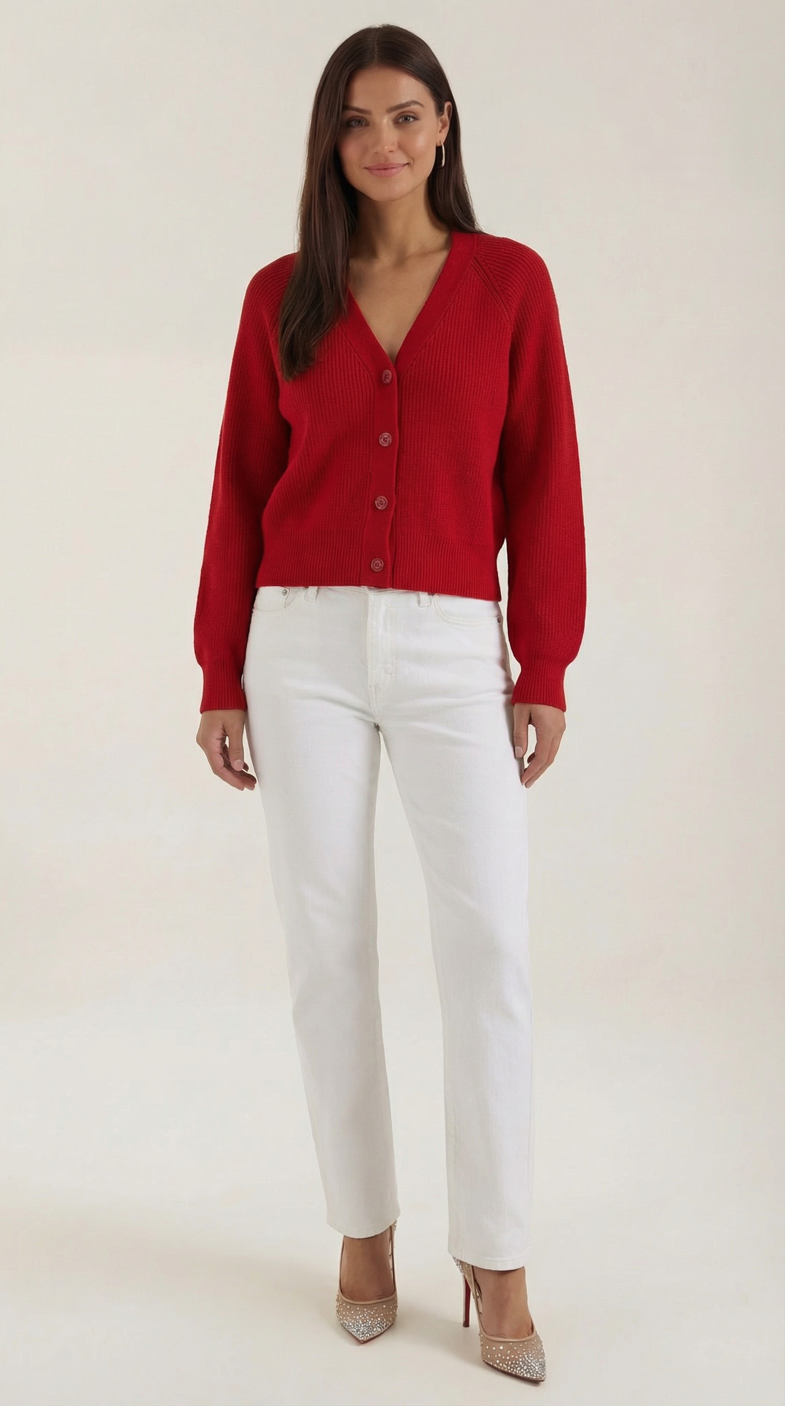 Jessica Cardigan mit V-Ausschnitt und Knöpfen