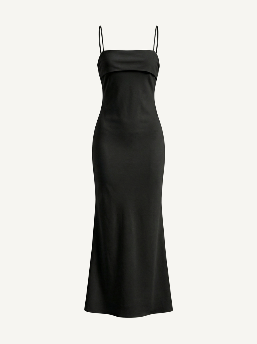 Dale Maxikleid mit Spaghettiträgern und schmaler Linie