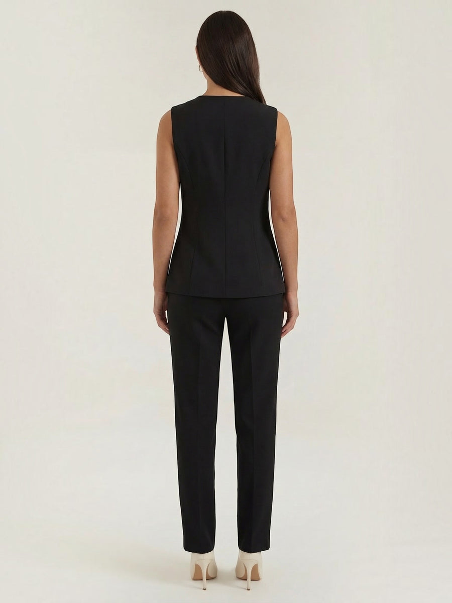 Elara Damen Weste | Formstabiler Polyester, Tailliert mit Knopfleiste - 4