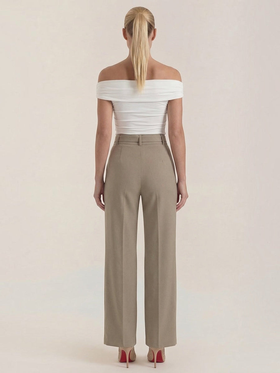 Maxine Stoffhose mit weitem Bein und Zierschnalle