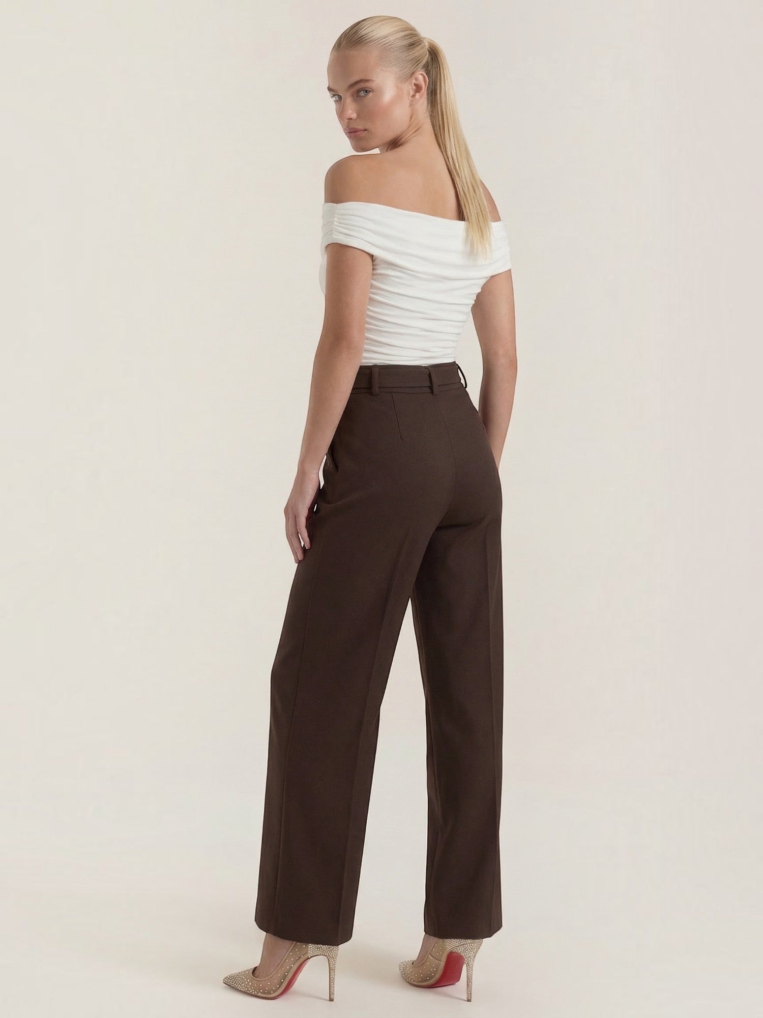 Maxine Stoffhose mit weitem Bein und Zierschnalle