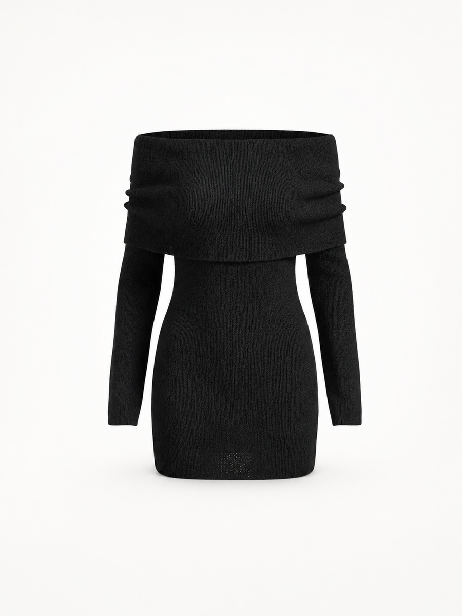 Rochelle Strickkleid Schulterfrei mit Langarm