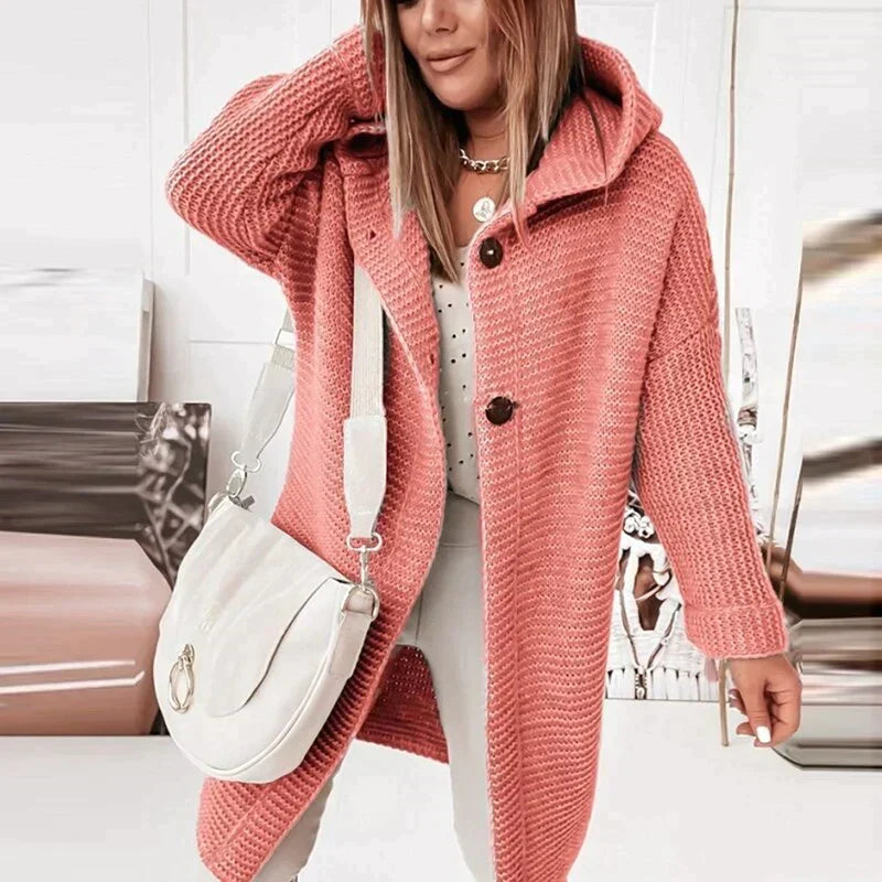 Madita Lange Strickjacke mit Kapuze