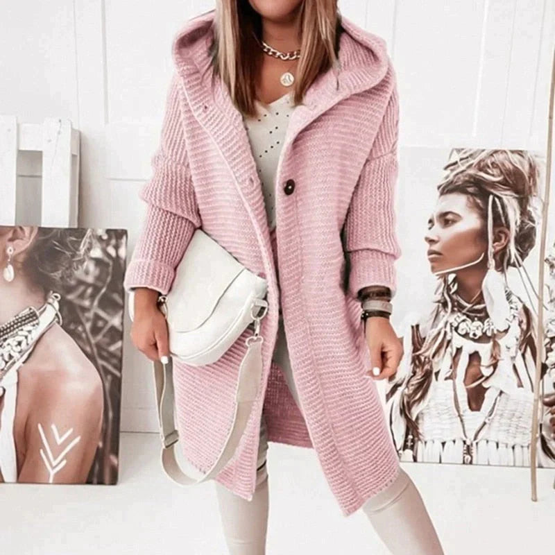 Madita Lange Strickjacke mit Kapuze