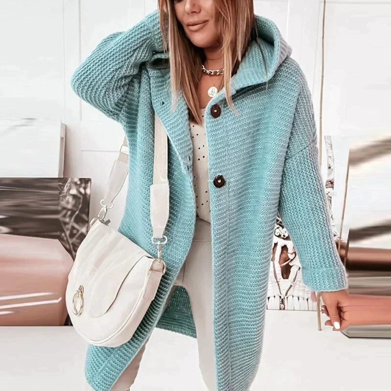 Madita Lange Strickjacke mit Kapuze