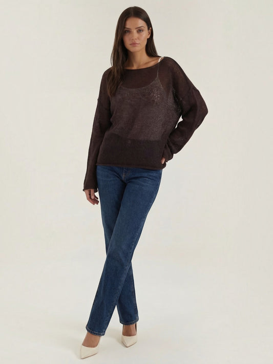 Pam Damen Pullover | Mohair-Mix, Offene Maschenstruktur, Oversized - 1