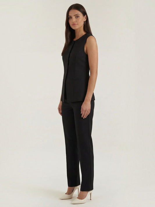Elara Damen Weste | Formstabiler Polyester, Tailliert mit Knopfleiste - 2