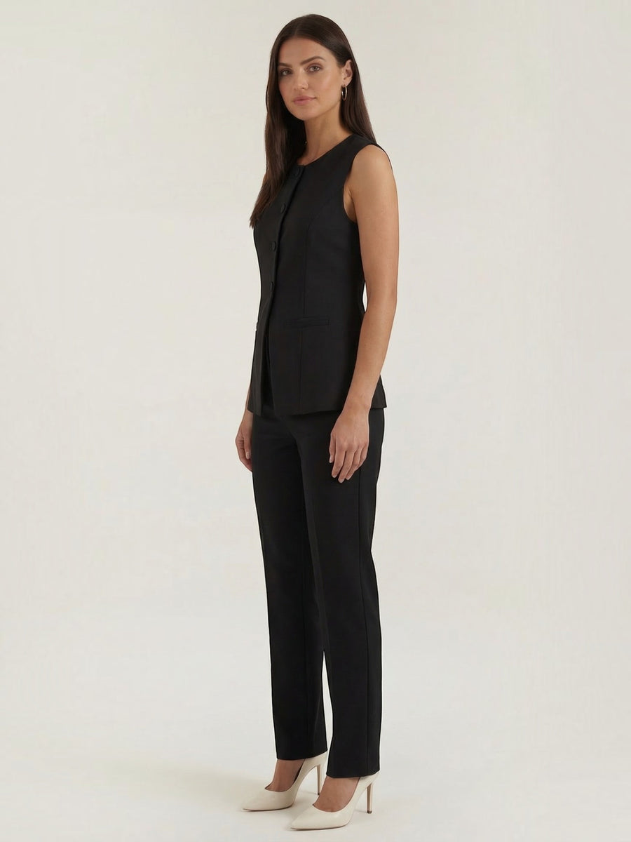 Elara Damen Weste | Formstabiler Polyester, Tailliert mit Knopfleiste - 2