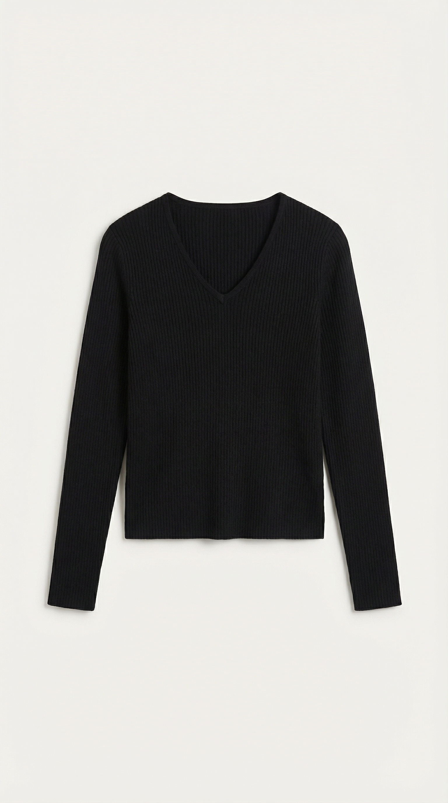 Michelle gerippter Pullover mit V-Ausschnitt