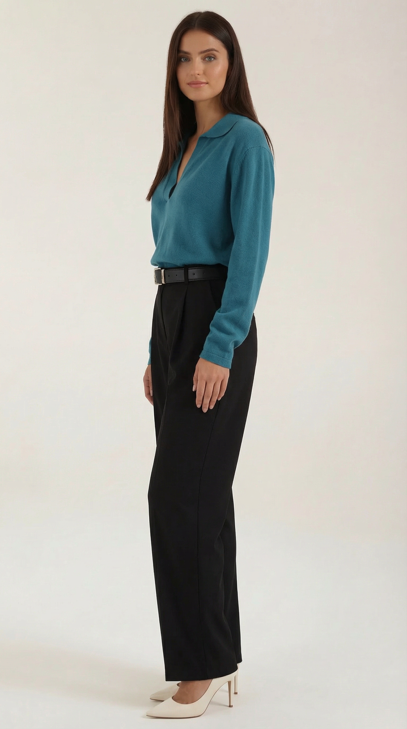 Margaret Freizeit-Polo-Pullover mit V-Ausschnitt