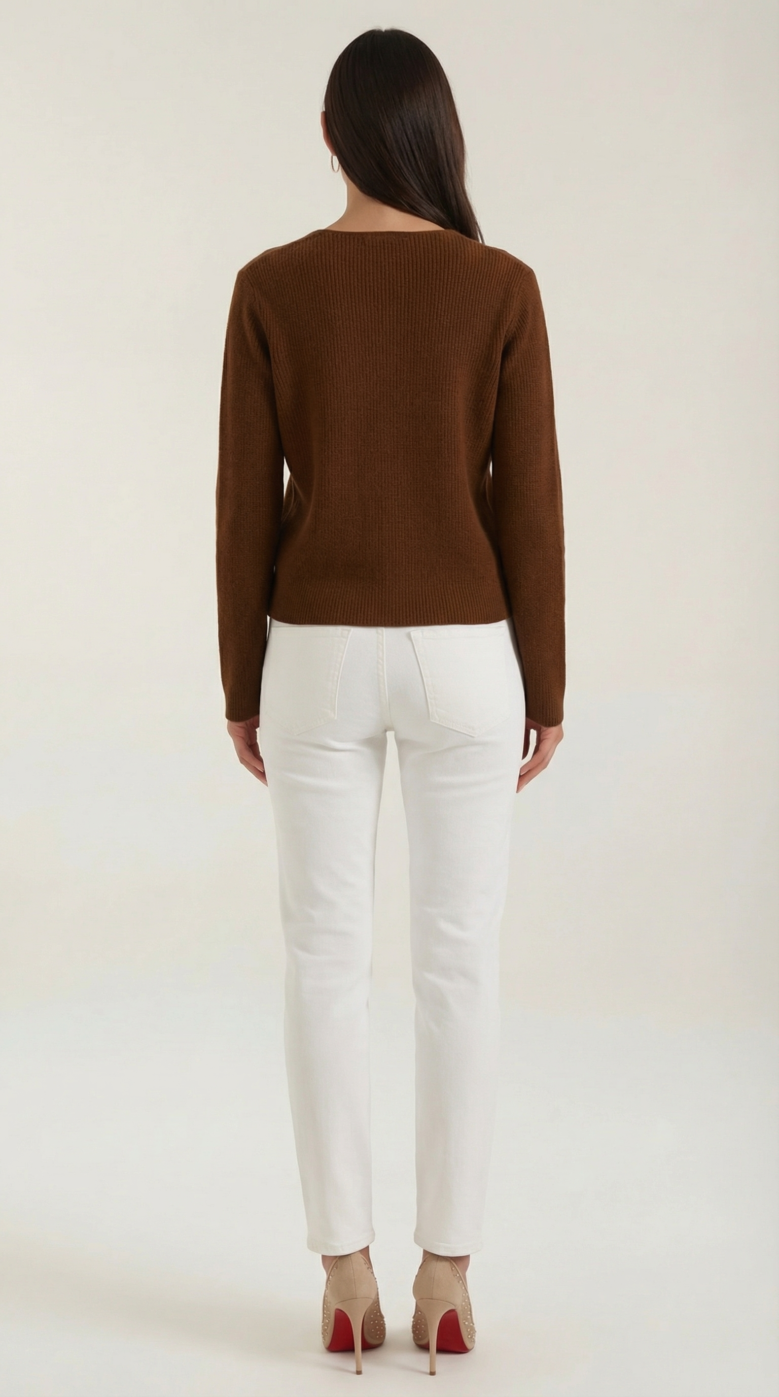 Michelle gerippter Pullover mit V-Ausschnitt