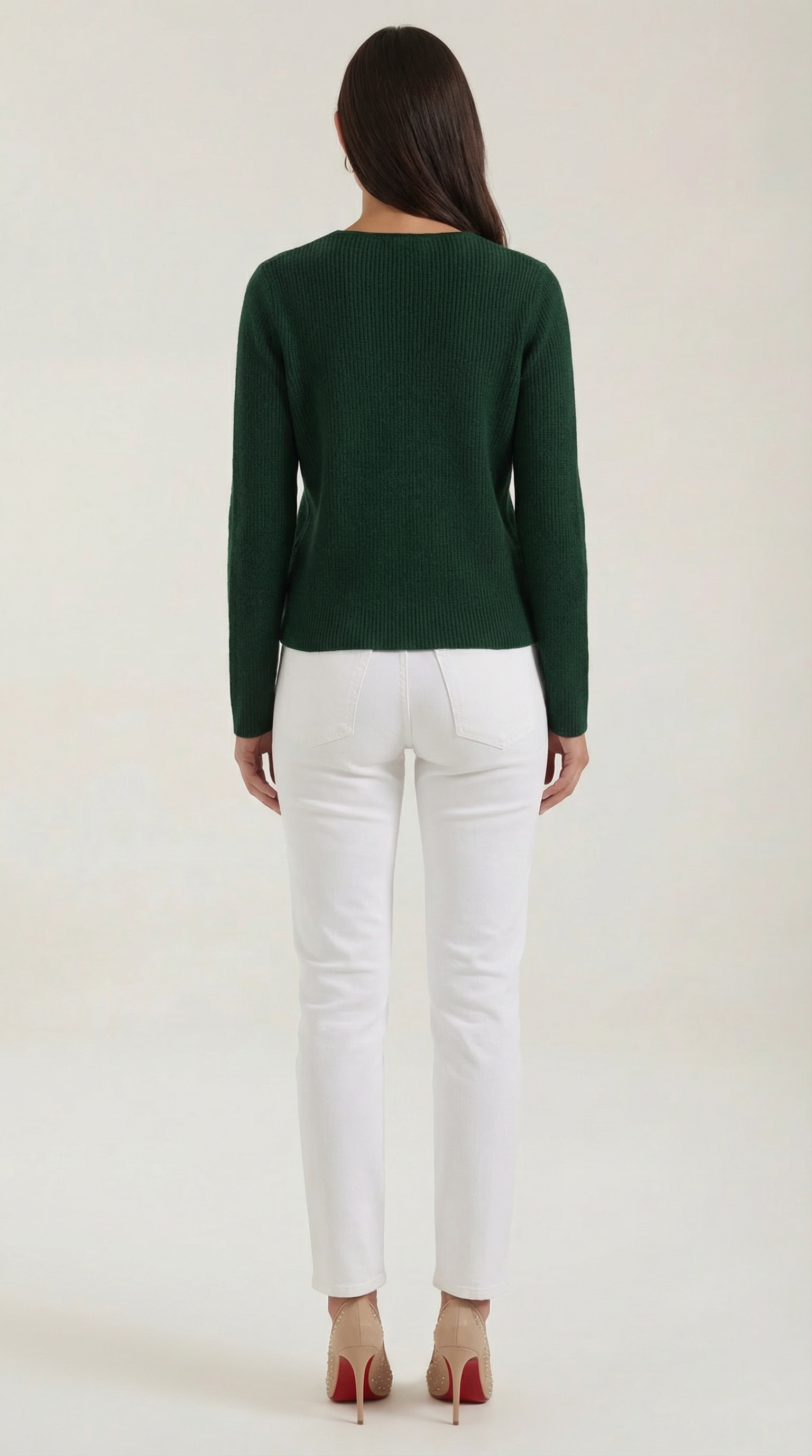 Michelle gerippter Pullover mit V-Ausschnitt