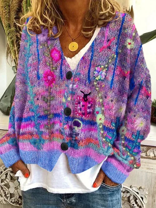 Hanna Strickjacke mit Blumenmuster