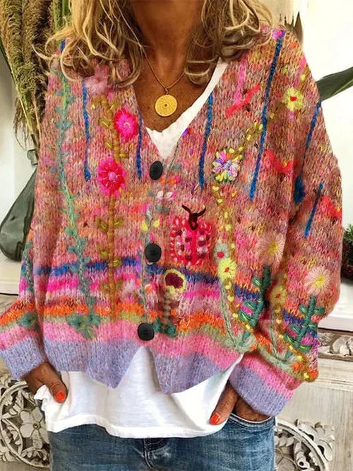 Hanna Strickjacke mit Blumenmuster