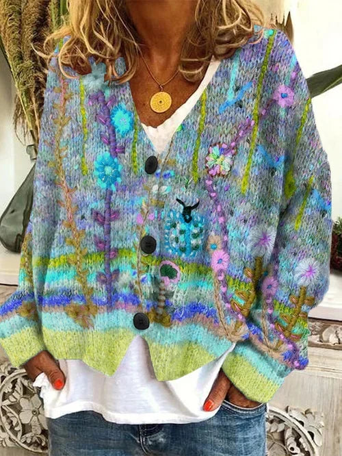 Hanna Strickjacke mit Blumenmuster