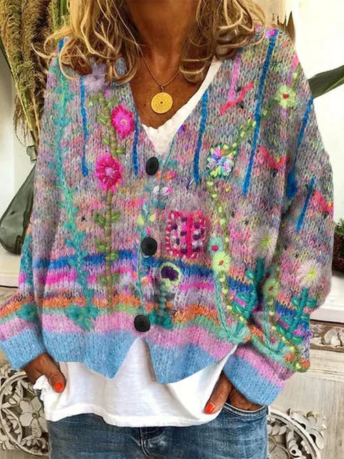 Hanna Strickjacke mit Blumenmuster
