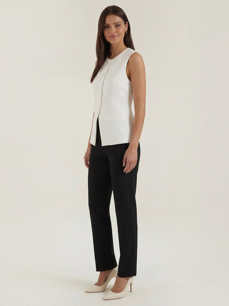 Elara Damen Weste | Formstabiler Polyester, Tailliert mit Knopfleiste - 7