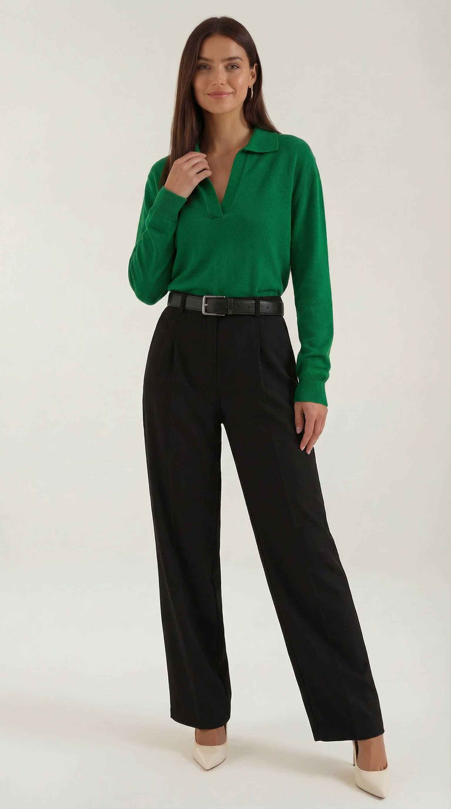 Margaret Freizeit-Polo-Pullover mit V-Ausschnitt