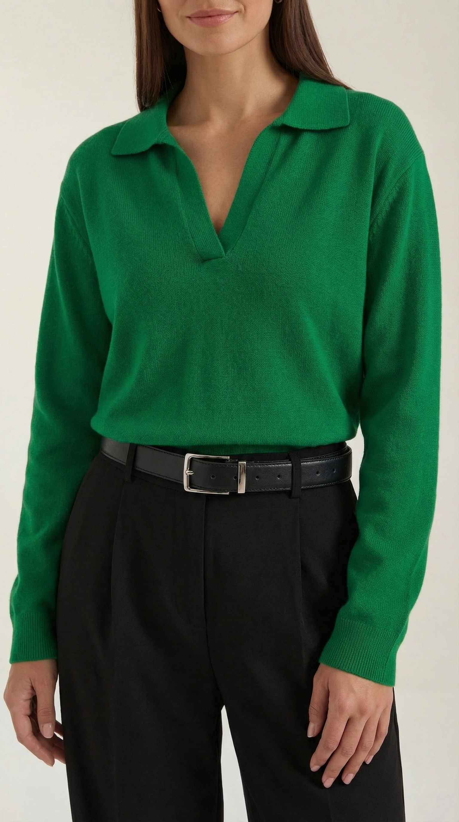 Margaret Freizeit-Polo-Pullover mit V-Ausschnitt