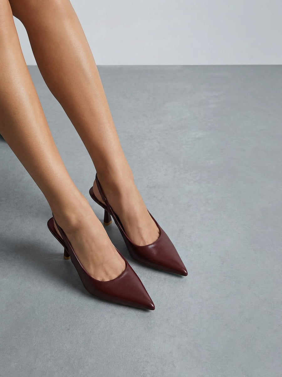 Nora Damen Pumps | PU-Leder Slingback, Eleganter Absatz - 9
