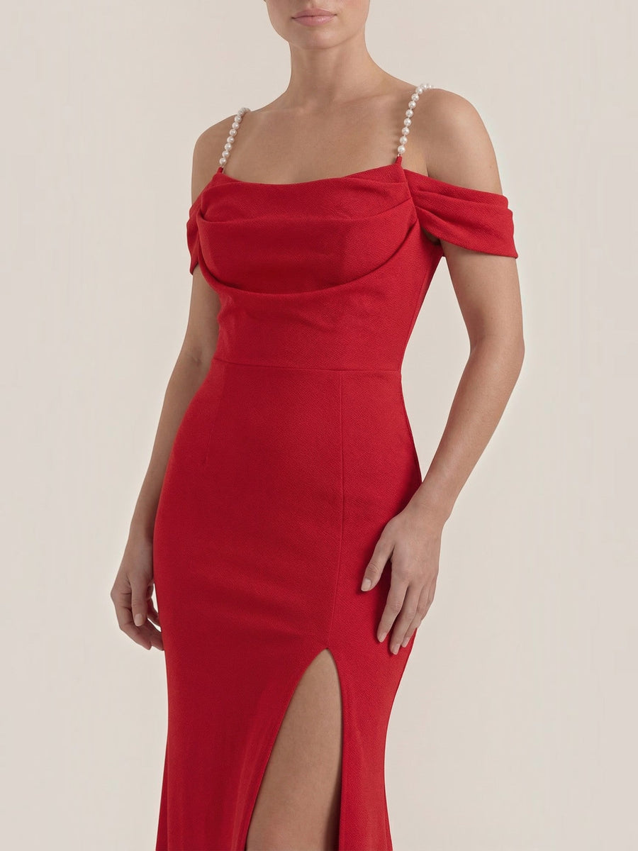 Daphne Off Shoulder Slit Maxi Dress