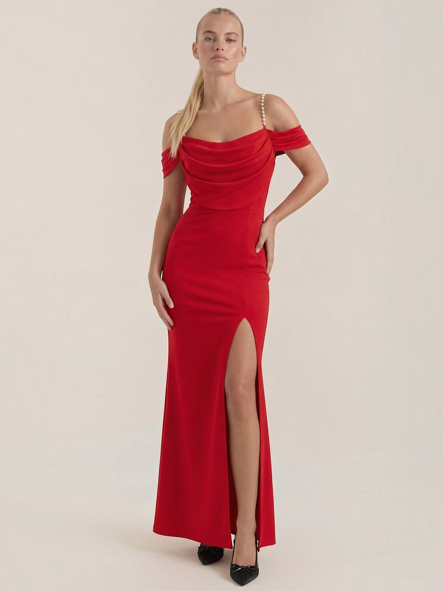 Daphne Off Shoulder Slit Maxi Dress