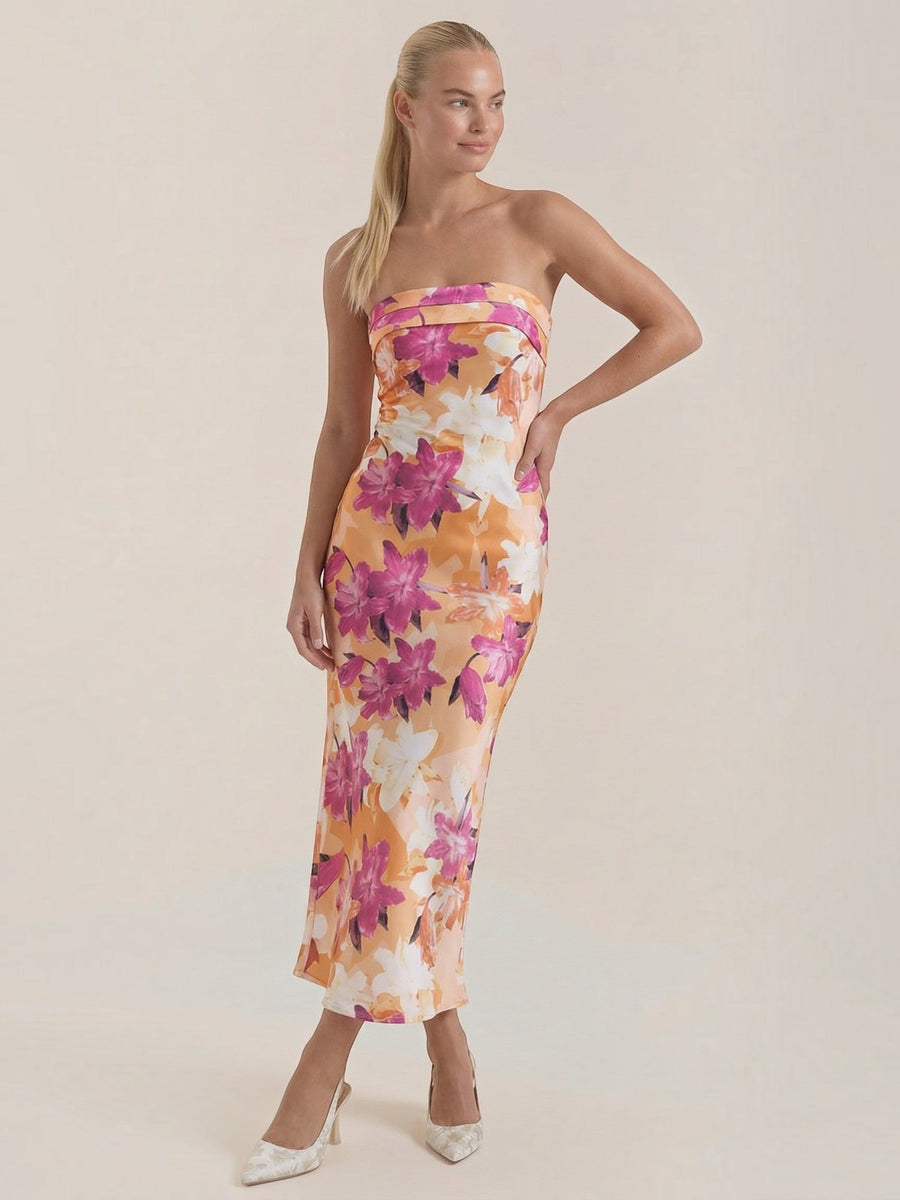 Elsa Schulterfreies Maxi-Abendkleid