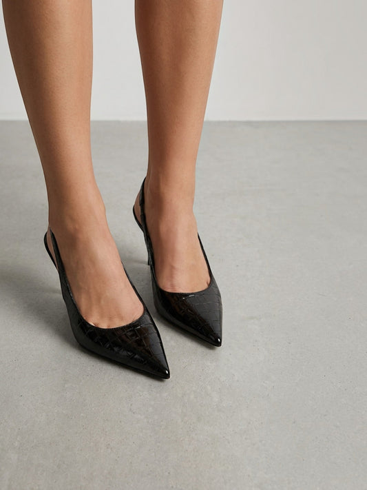 Elaris High Heel Slingback Pumps mit Krokoprägung