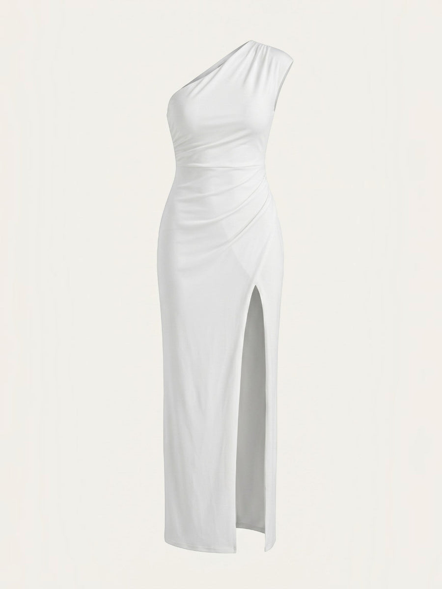 Fern Maxi Abendkleid One Shoulder mit Beinschlitz